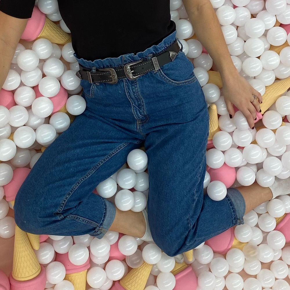 💓MOM JEANS💓 ZARA RUFFLED HIGH WAISTED